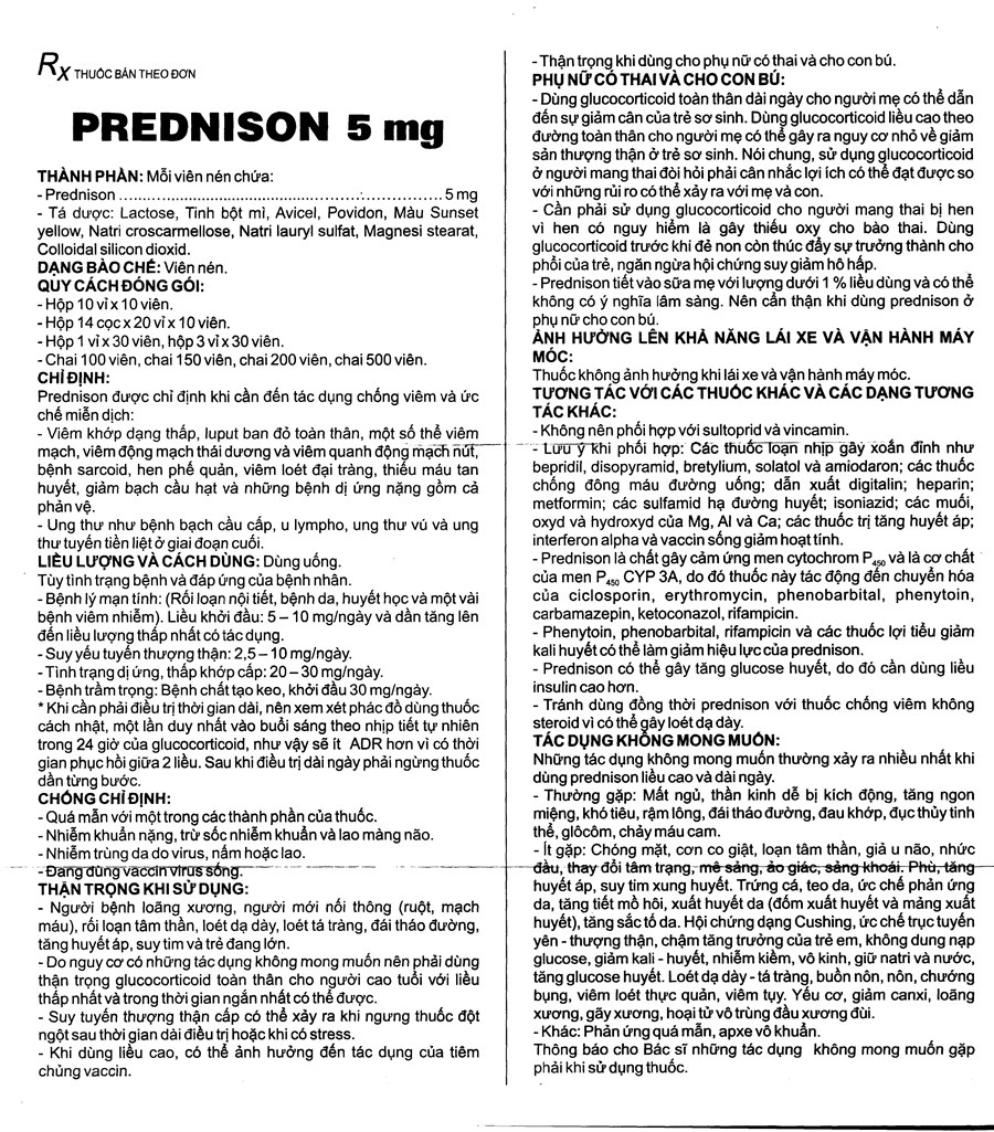 Prednison Domesco 5mg thuốc kháng viêm (10 vỉ x 10 viên) - 4